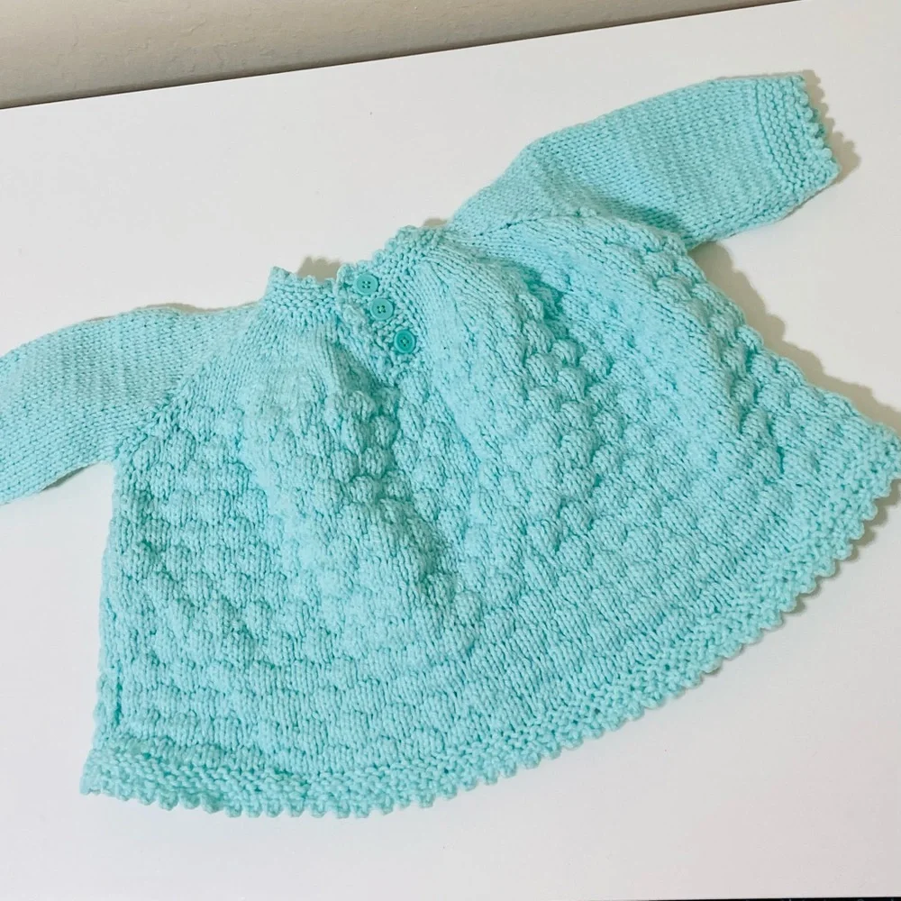 SOLD Craft Fair - Hand knit baby gown mint green - Picture 1 of 4